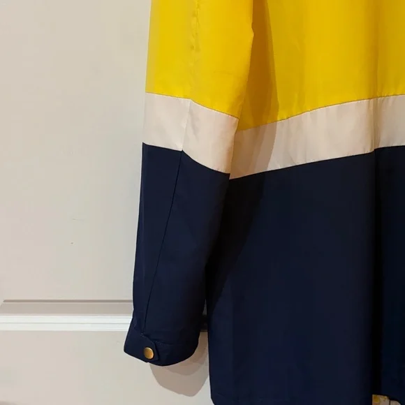 Yellow and Navy Colorblock Hooded Windbreaker Rain Jacket- Gently Used! - Picture 6 of 6